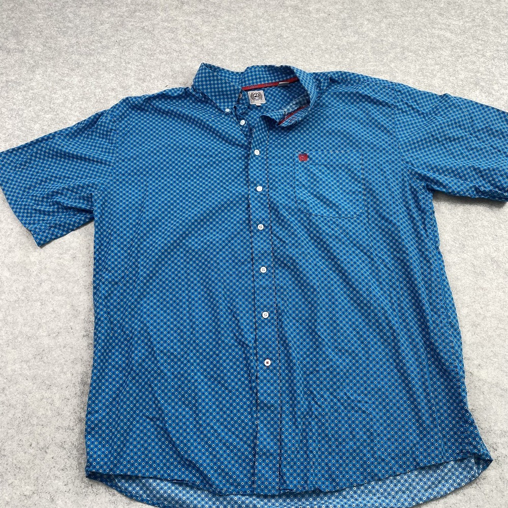 Cinch Shirt Mens 2XL Blue Floral Print Short Sleeve Button Up Casual